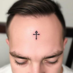 A simple, small, original tattoo design for a man to be placed on the forehead