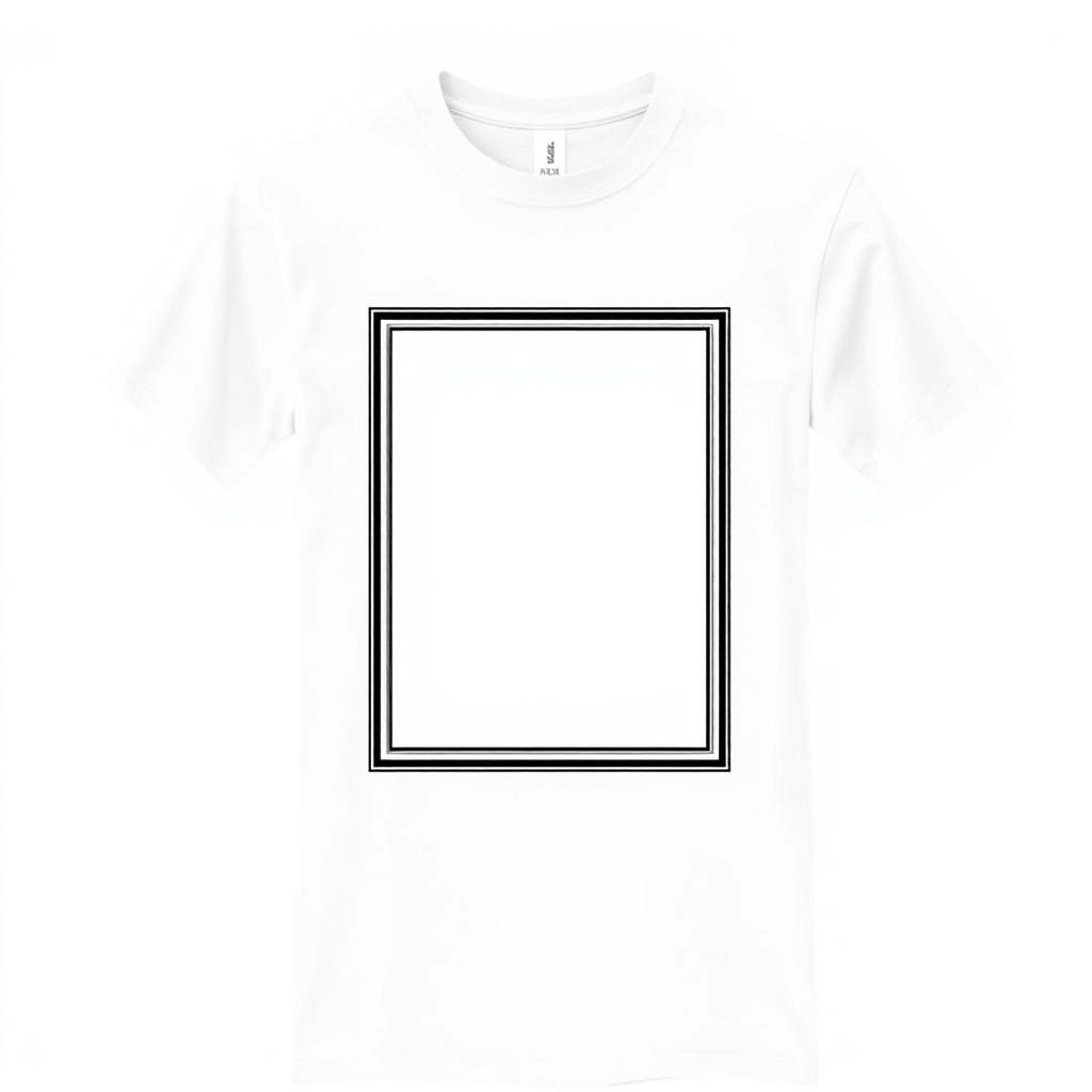 A white t-shirt with a frame design in the center