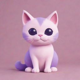 A vivid aesthetic cartoon cat, brushed with soft hues of pink and purple.