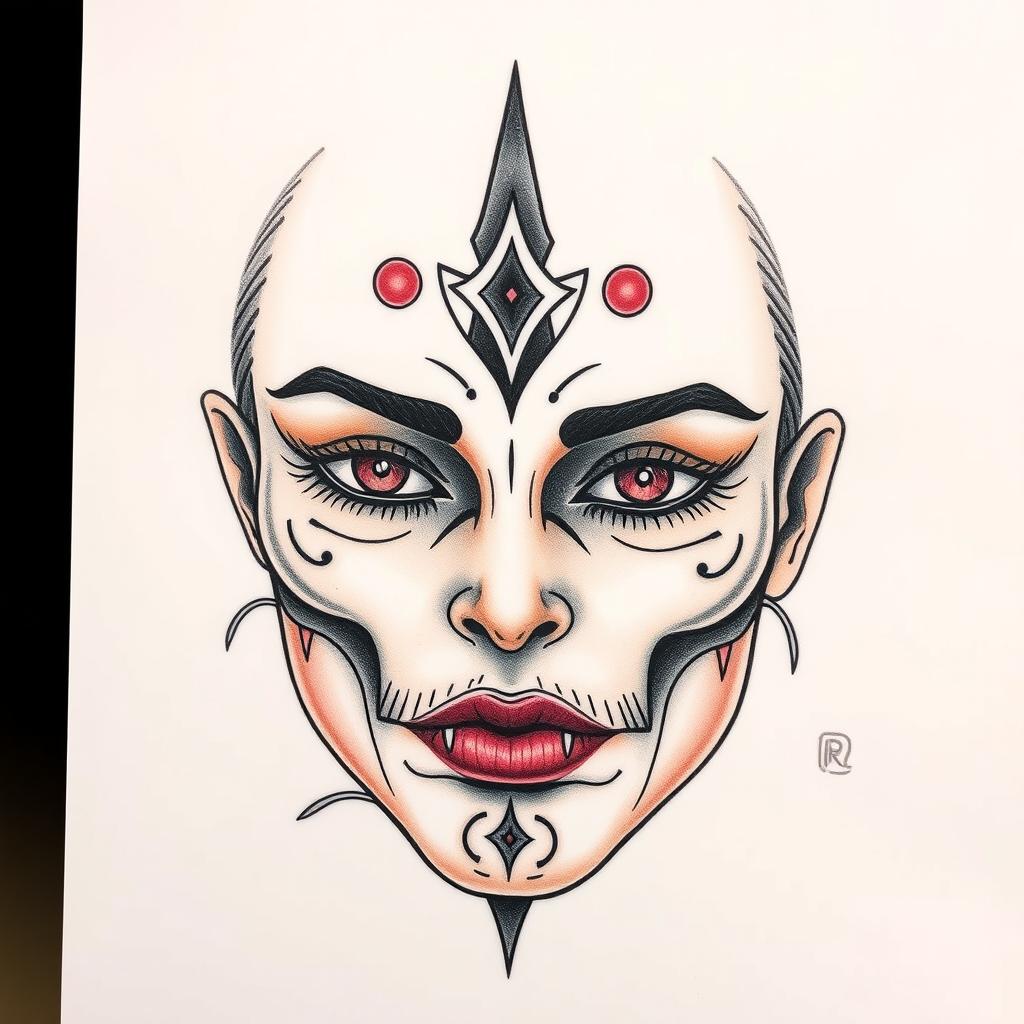An authentic and original tattoo design for the face