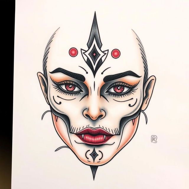 An authentic and original tattoo design for the face