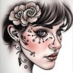 An authentic and original tattoo design for the face