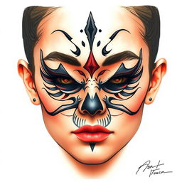 An authentic and original tattoo design for the face