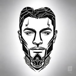 A small, masculine, gangster-inspired, discreet, authentic, and original tattoo design for a man's face