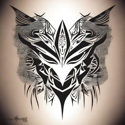 A small, masculine, dark, tribal-inspired, discreet, authentic, and original tattoo design for a man's face