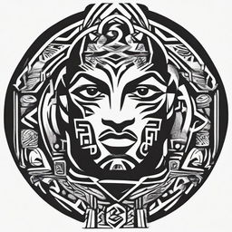 A small, masculine, dark, tribal-inspired, symmetrical, discreet, authentic, and original tattoo design for a man's face