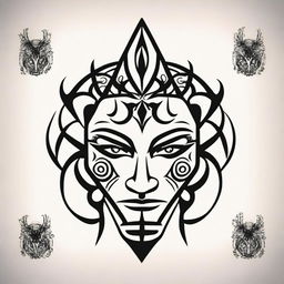 A small, masculine, dark, symmetrical, discreet, authentic, and original tattoo design for a man's face