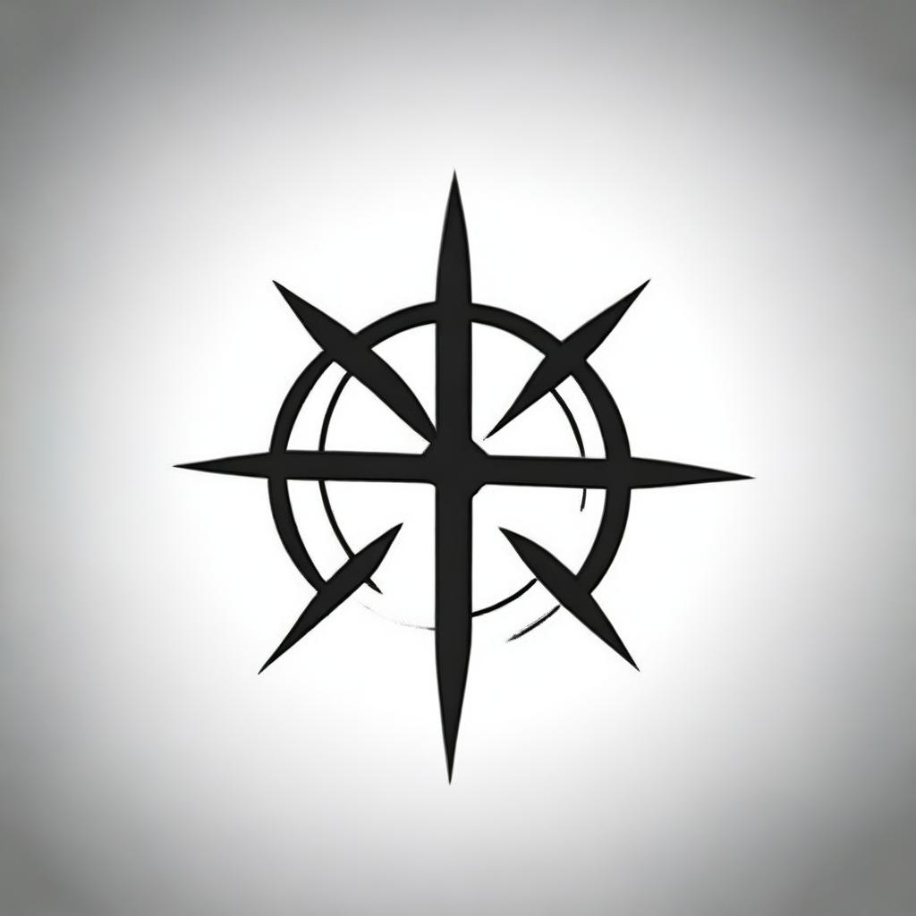 A small, masculine, symmetrical, discreet, authentic, and original tattoo design in the shape of a gaming crosshair