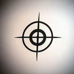 A small, masculine tattoo design in the shape of a gaming crosshair