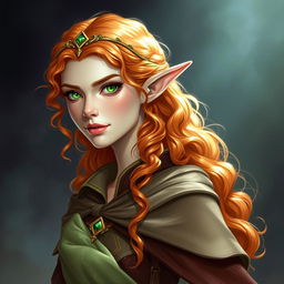 Dungeons and Dragons illustration: a tall, elegant elf with pale, ethereal skin