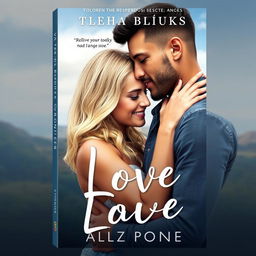 A romantic book cover design featuring an interracial couple