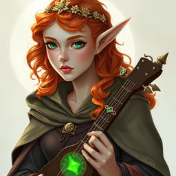 Dungeons and Dragons illustration: a young, tall, and elegant female elf, notable for her majestic bearing