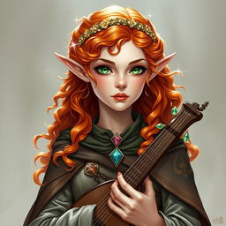 Dungeons and Dragons illustration: a young, tall, and elegant female elf, notable for her majestic bearing