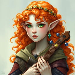 Dungeons and Dragons illustration: a young, tall, and elegant female elf, notable for her majestic bearing