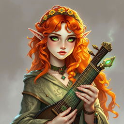 Dungeons and Dragons illustration: a young, tall, and elegant female elf, notable for her majestic bearing