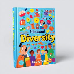 A vibrant and colorful book cover themed around diversity, featuring various symbols and elements representing different cultures, ethnicities, and traditions coming together harmoniously