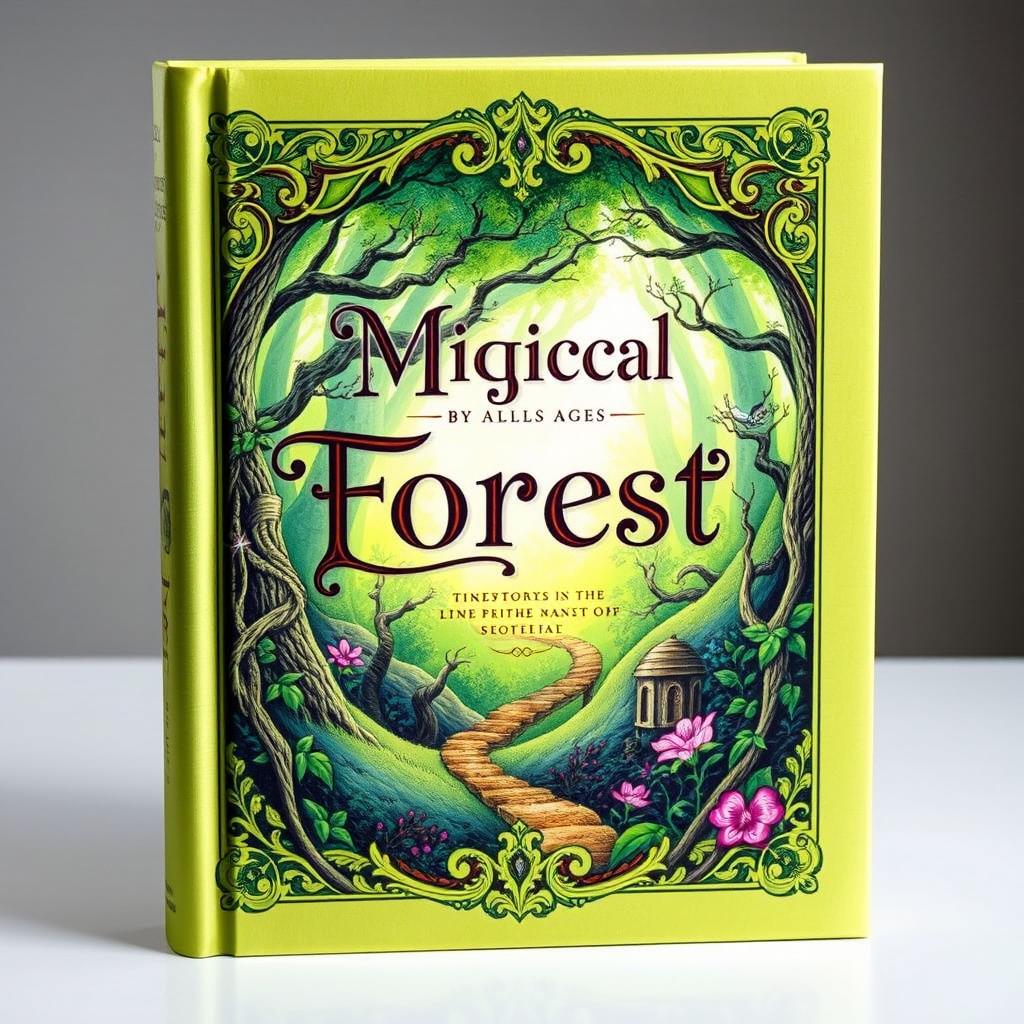 A beautifully designed book cover featuring an intricate illustration of a mystical forest