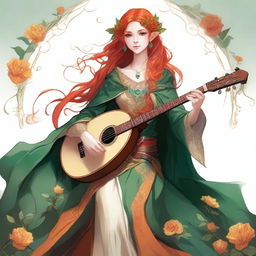 Dungeons and Dragons illustration: a tall and elegant young female elf with a majestic bearing