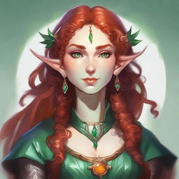 Dungeons and Dragons illustration: a tall and elegant young female elf with a majestic bearing