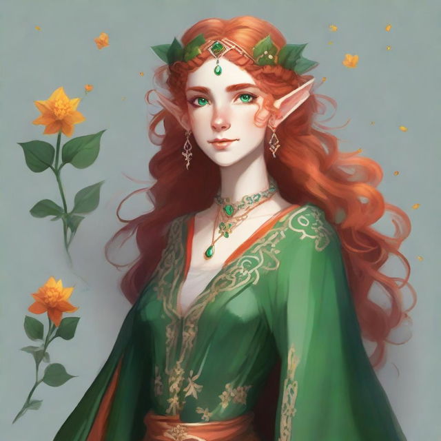 Draw in Dungeons and Dragons style: a tall and elegant young female elf with pale, ethereal skin