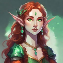 Dungeons and Dragons illustration: a tall and elegant young female elf with a majestic bearing