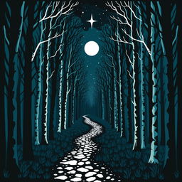 A romantic fantasy book cover using Nordic folk art style in black, blue, green, and white