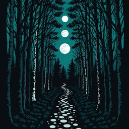 A romantic fantasy book cover using Nordic folk art style in black, blue, green, and white