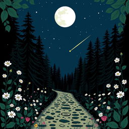 A romantic fantasy book cover using Nordic folk art style in black, blue, green, and white