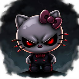 An evil version of the Hello Kitty character with dark, menacing features