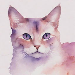 A profile picture featuring a watercolor painting of a cat in shades of pink and purple.