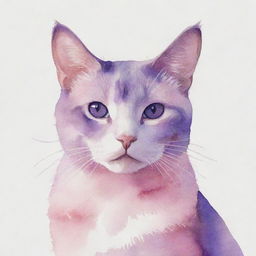 A profile picture featuring a watercolor painting of a cat in shades of pink and purple.