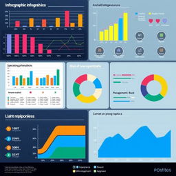 A detailed infographic showcasing various statistics, including bar charts, pie charts, and line graphs