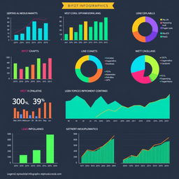 A detailed infographic showcasing various statistics, including bar charts, pie charts, and line graphs