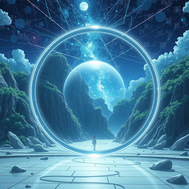 Create a sci-fi, futuristic, and psychological image with a fresh, beautiful anime style like Hayao Miyazaki's manga