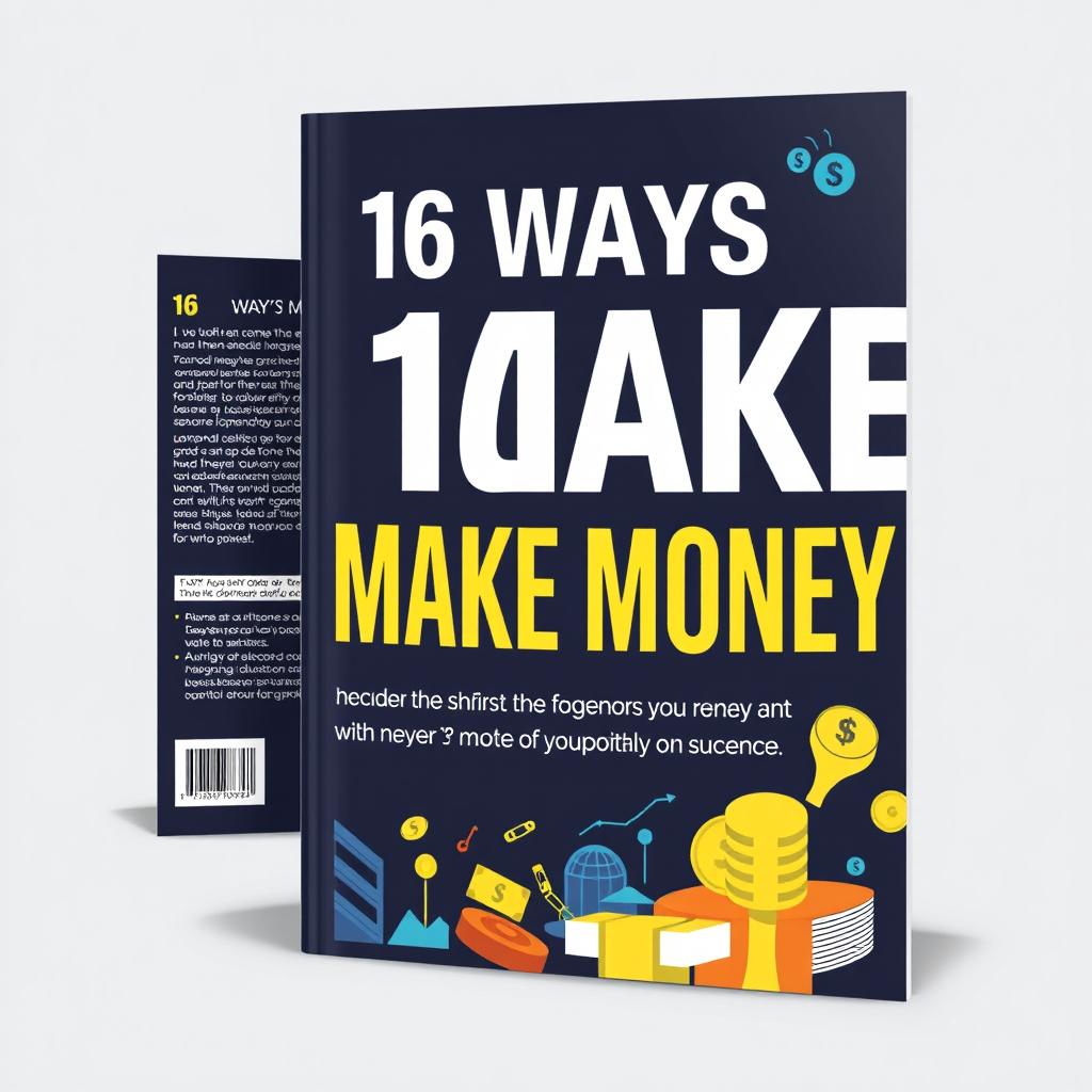 Create an e-book cover for a book titled '16 Ways to Make Money'