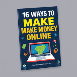 Create an e-book cover titled '16 Ways to Make Money Online'