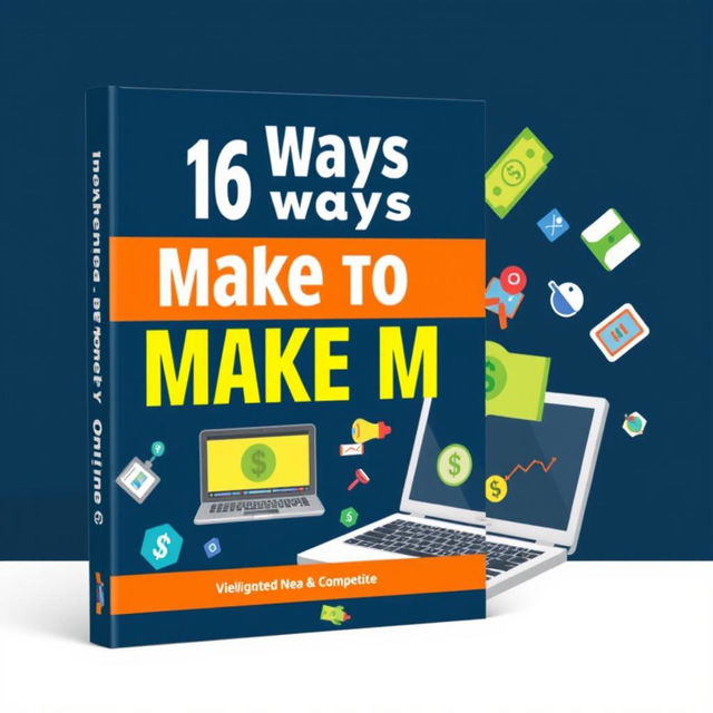 Create an e-book cover titled '16 Ways to Make Money Online'