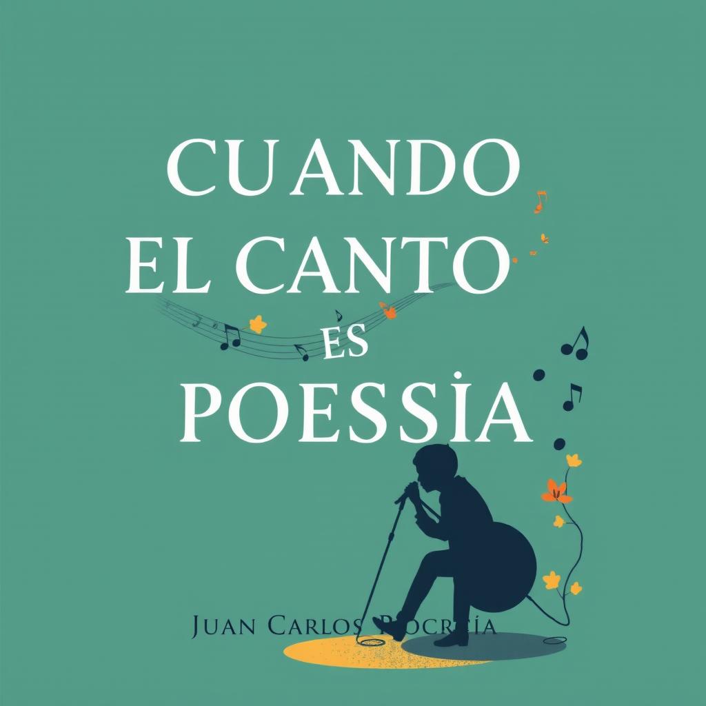 Ilustración en formato vertical para la portada del libro 'CUANDO EL CANTO ES POESÍA' del autor Juan Carlos Roque García