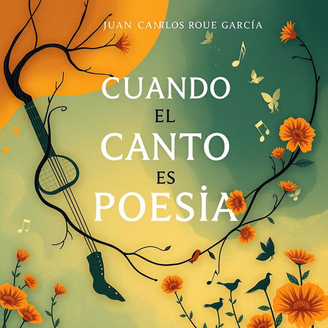 Ilustración en formato vertical para la portada del libro 'CUANDO EL CANTO ES POESÍA' del autor Juan Carlos Roque García