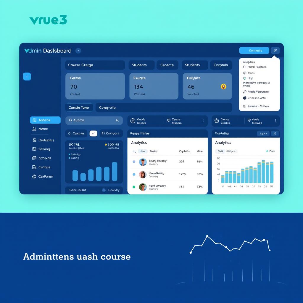 A modern and sleek admin dashboard for a course management system built with Vue3