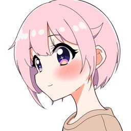 A profile picture of a kawaii anime girl with big sparkling eyes, a cute smile, and pastel-colored hair