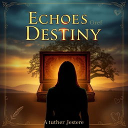 Create a book cover for 'Echoes of Destiny' that blends elements of mystery and personal growth