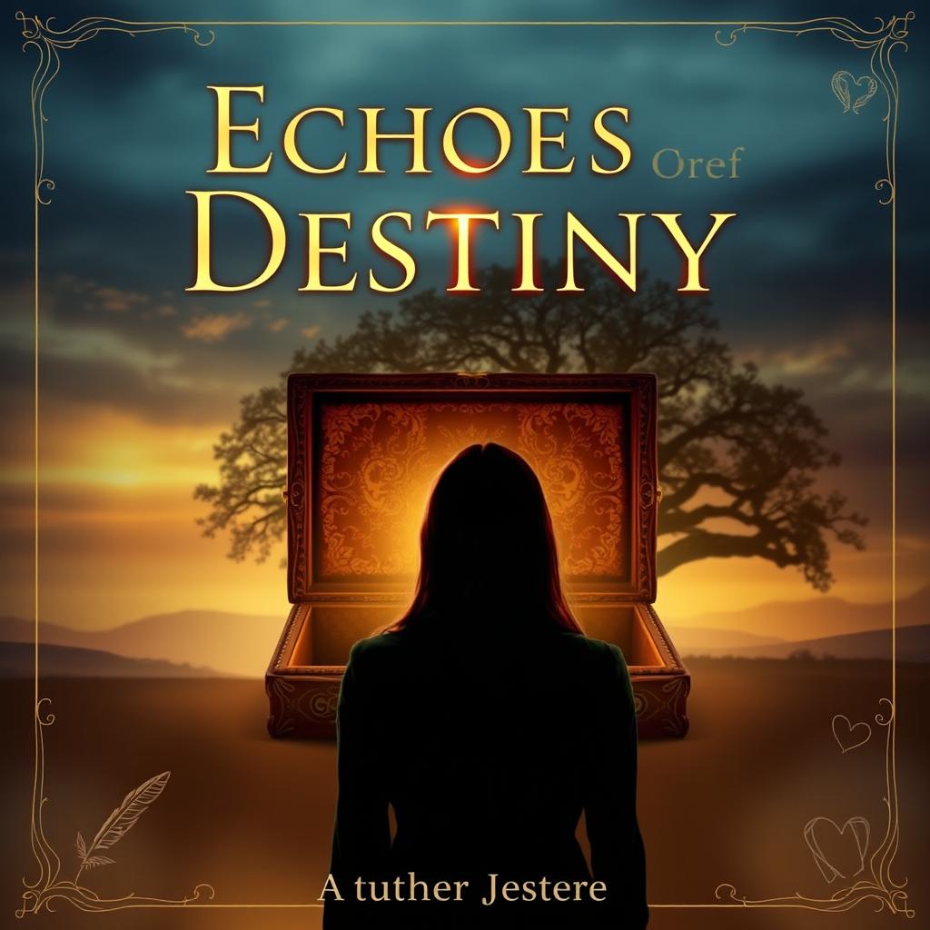 Create a book cover for 'Echoes of Destiny' that blends elements of mystery and personal growth