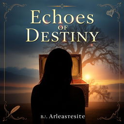 Create a book cover for 'Echoes of Destiny' that blends elements of mystery and personal growth