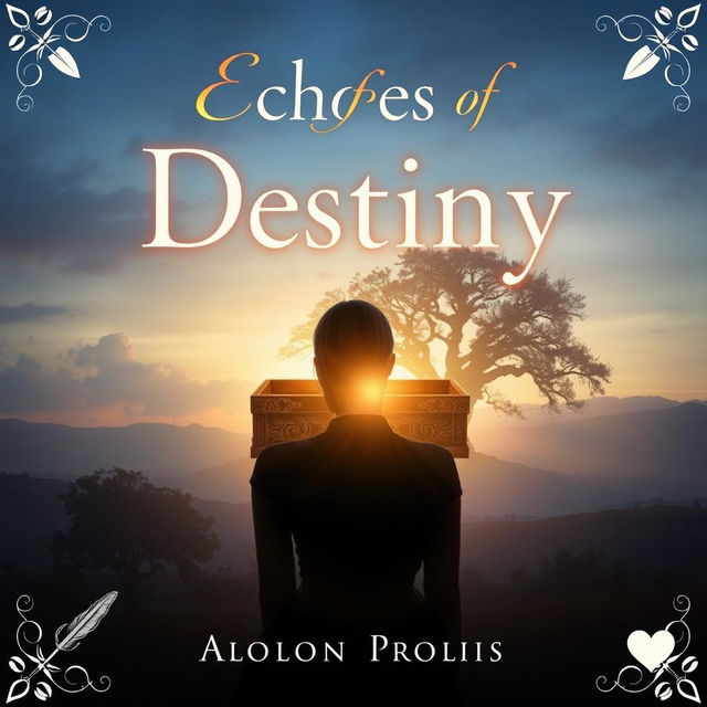 Create a book cover for 'Echoes of Destiny' that blends elements of mystery and personal growth