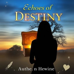 Create a book cover for 'Echoes of Destiny' that blends elements of mystery and personal growth