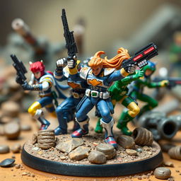 A detailed miniature of Squad Busters, featuring dynamic poses and intricate details