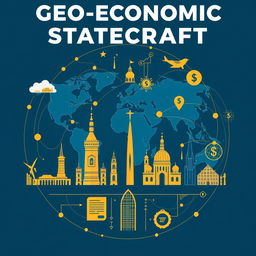 A sophisticated and modern illustration representing geo-economic statecraft and global affairs