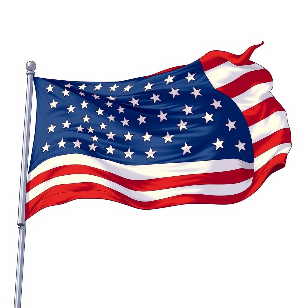 A detailed illustration of the American flag, but with 60 stars instead of the usual 50