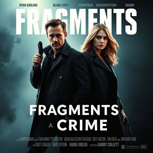 Create a movie poster for a murder mystery investigation thriller titled 'Fragments of a Crime'